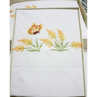 Bedding flowers-butterfly hand embroidered